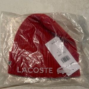 Lacoste Vibrant Red Knit Beanie
